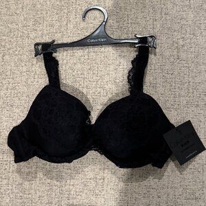 Calvin Klein F3410 CK BLACK Label Convertible Push Up Bra Spaghetti New - 36B